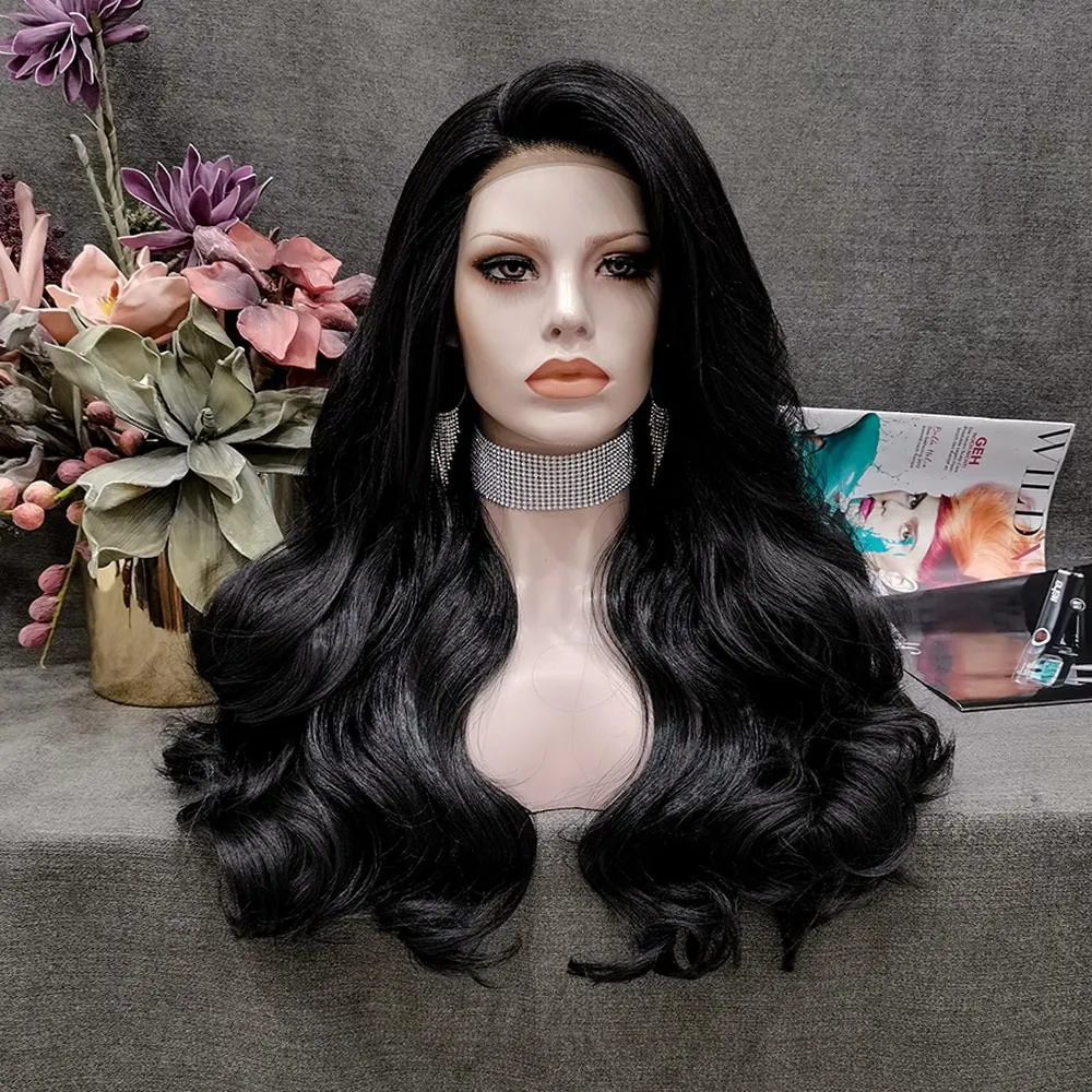 Natalia-Black Long Wavy Synthetic Lace Front Wig Imstyle