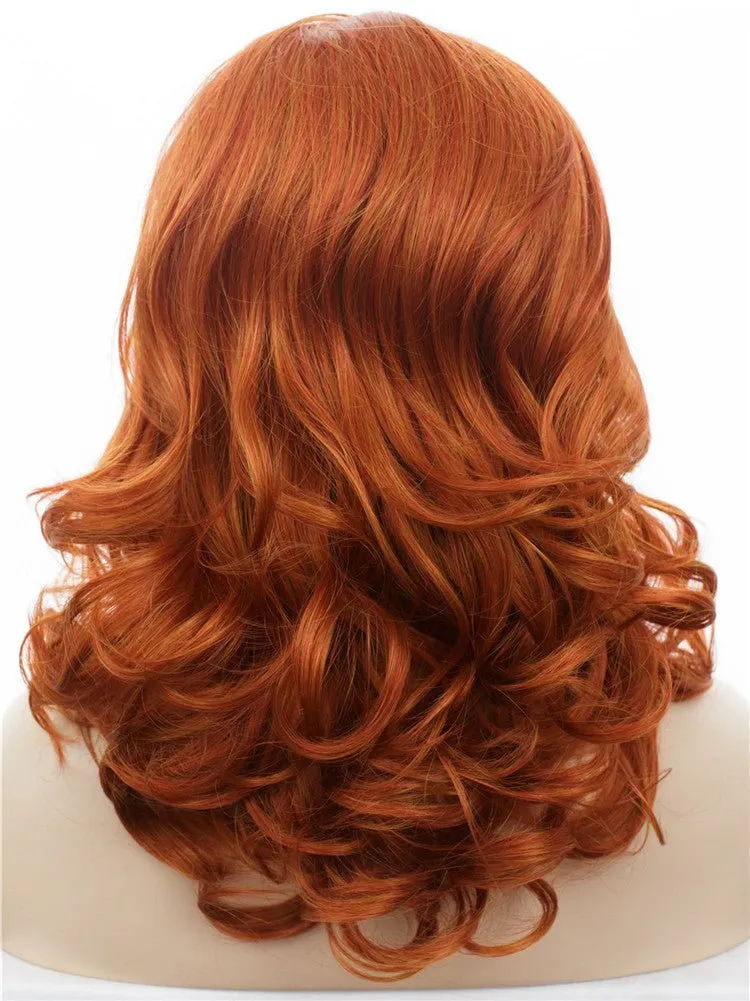 Red Orange Mixed Auburn Color Synthetic Wigs
