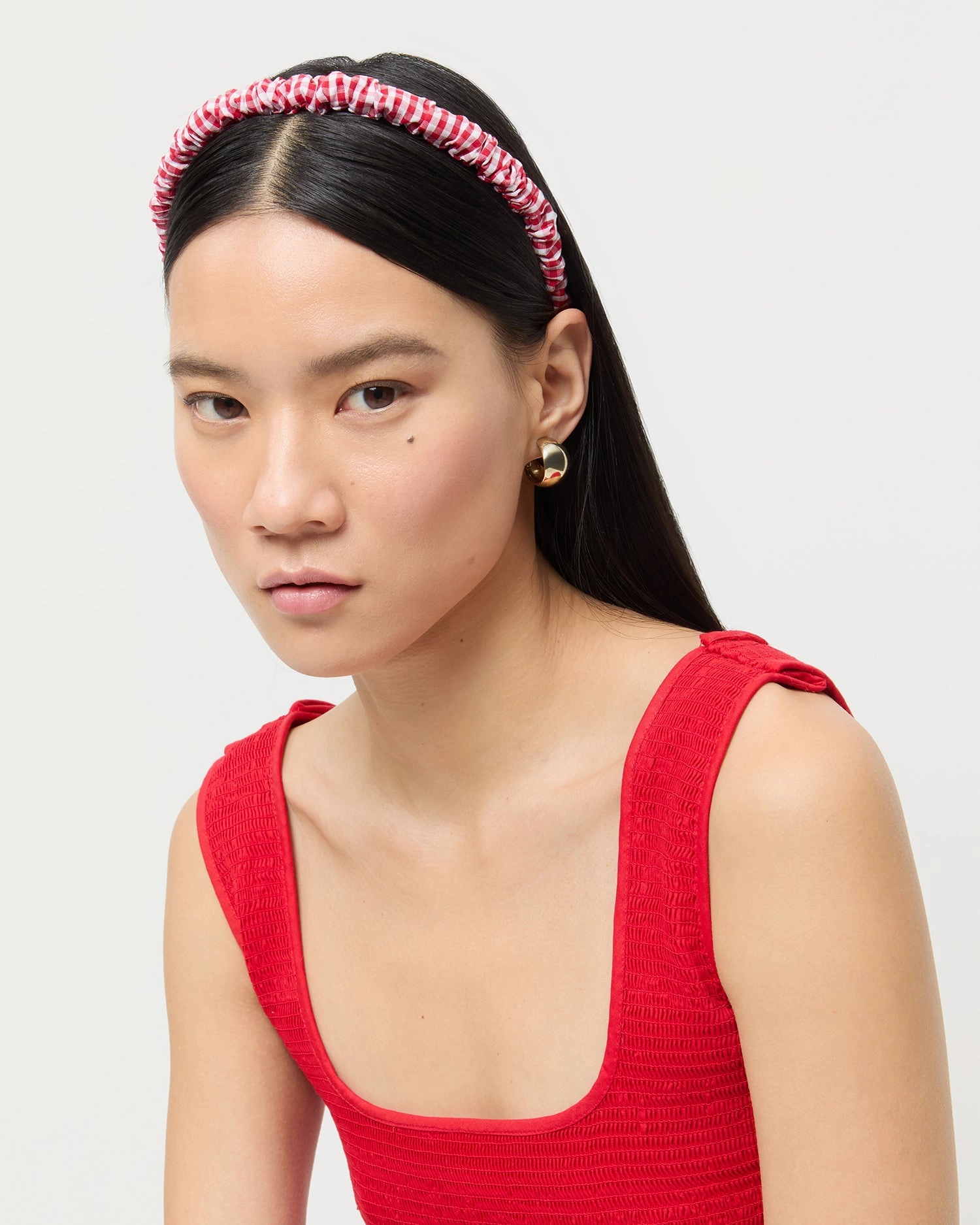 Sabine Red Gingham/Red Headband Set