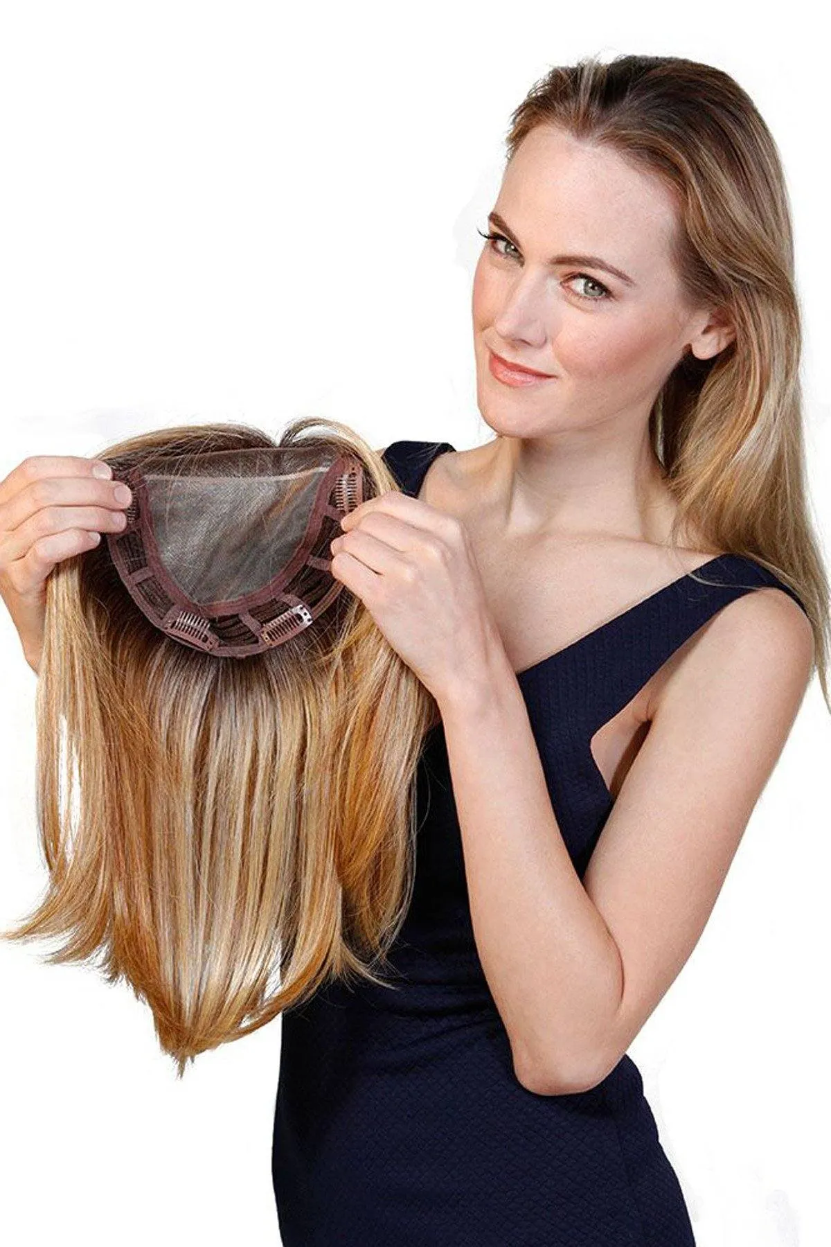 Sale - Belle Tress Toppers - Lace Front Mono Top Straight 14" (#7005) - Color: Cola with Cherry
