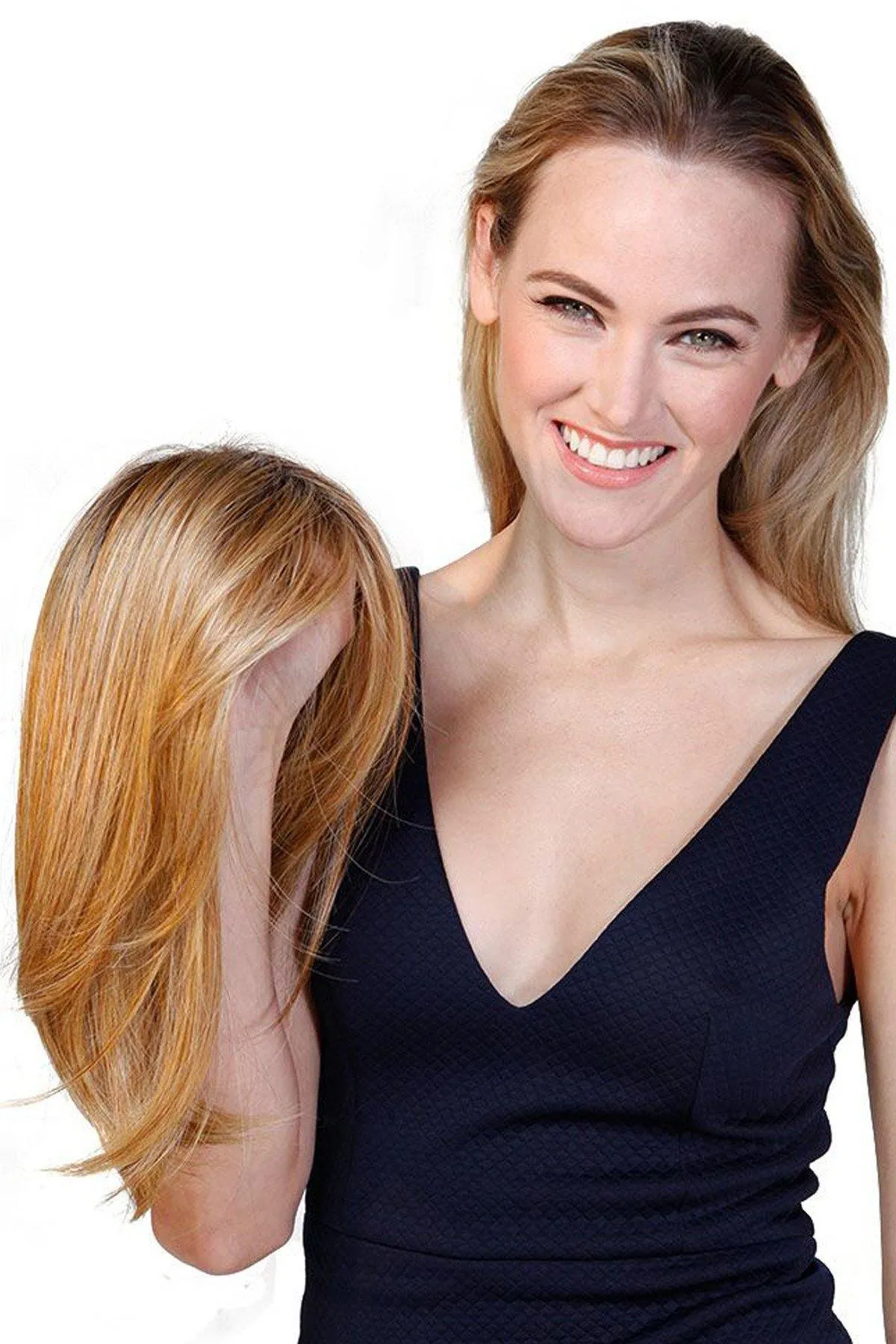 Sale - Belle Tress Toppers - Lace Front Mono Top Straight 14" (#7005) - Color: Cola with Cherry